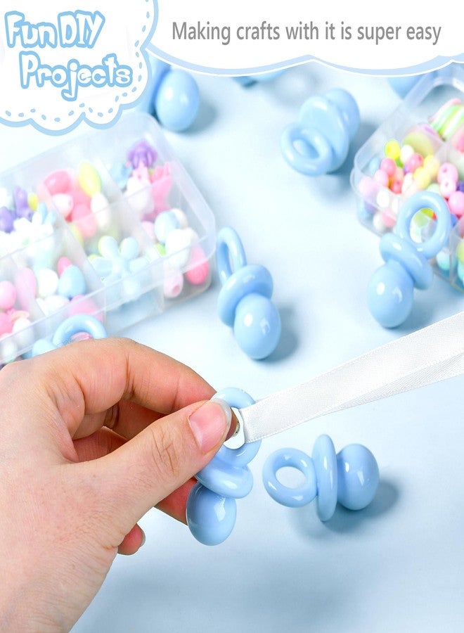 ZYFLSQ 24 Pcs Baby Shower Pacifiers, 1.75 Inch Plastic Pacifiers for Baby Shower Game Boy, Bulk Pacifier for DIY Decoration, Gender Reveal Table Scatter, Hunt Game Props, Party Favors(Blue) - Image 2
